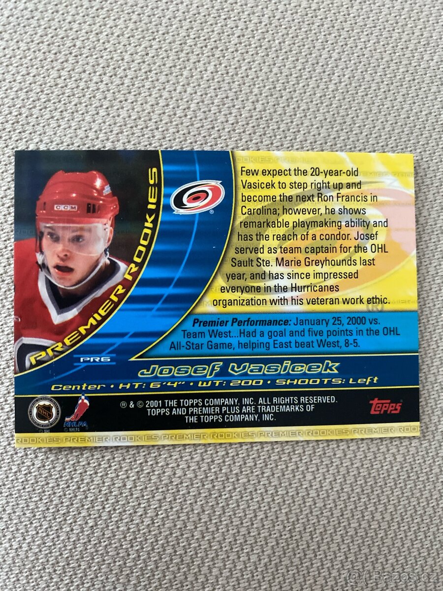 Josef Vašíček RC – Topps Premier Plus 2000–01 - 2