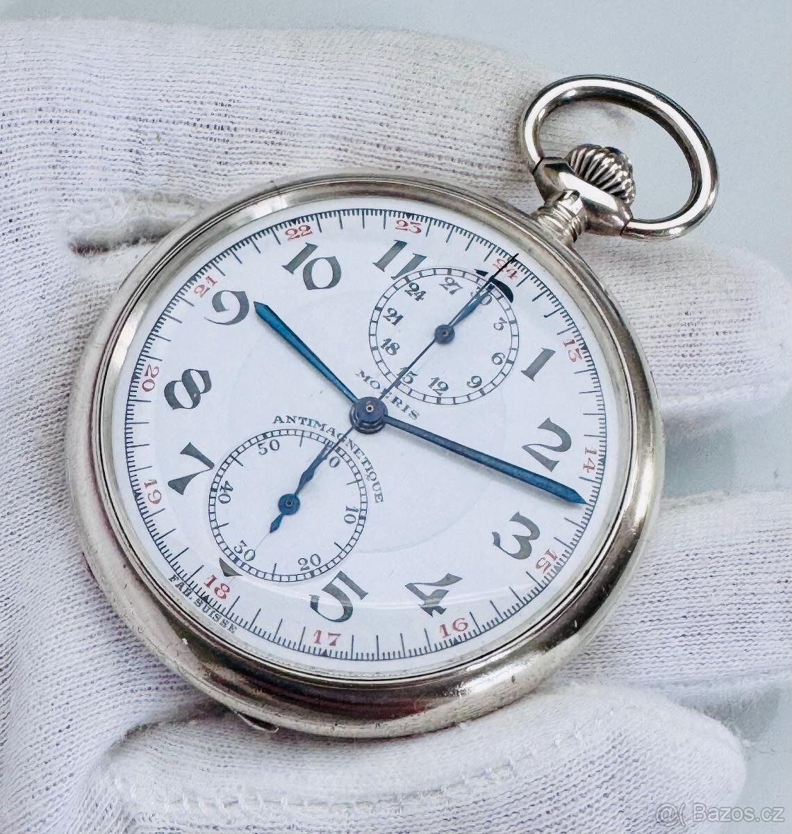 NÁDHERNÝ PÁNSKÝ CELO STŘÍBRNÝ CHRONOGRAF MOERIS - 2