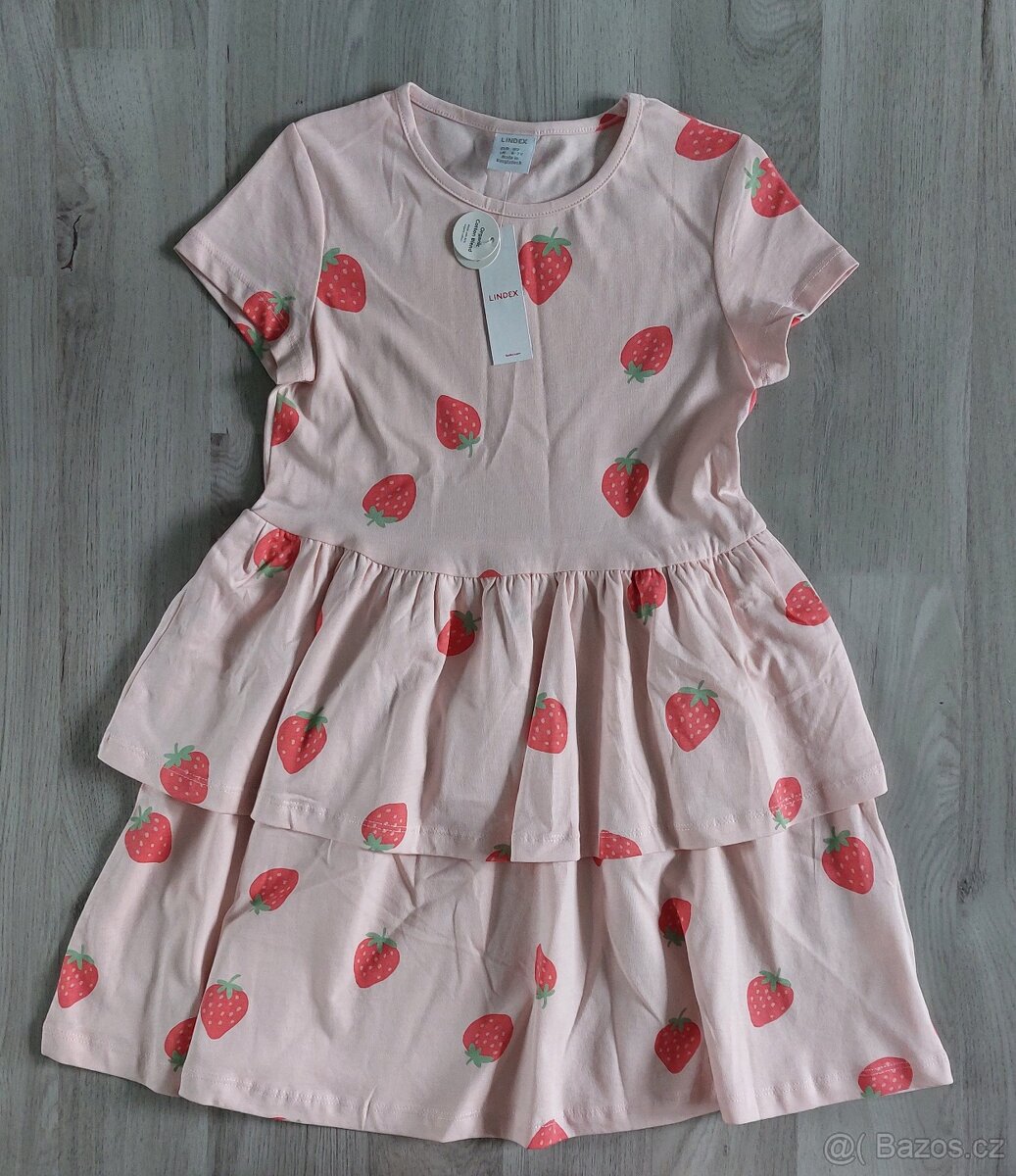 Nová tunika nebo šaty s jahodama vel.122 zn. Lindex - 2