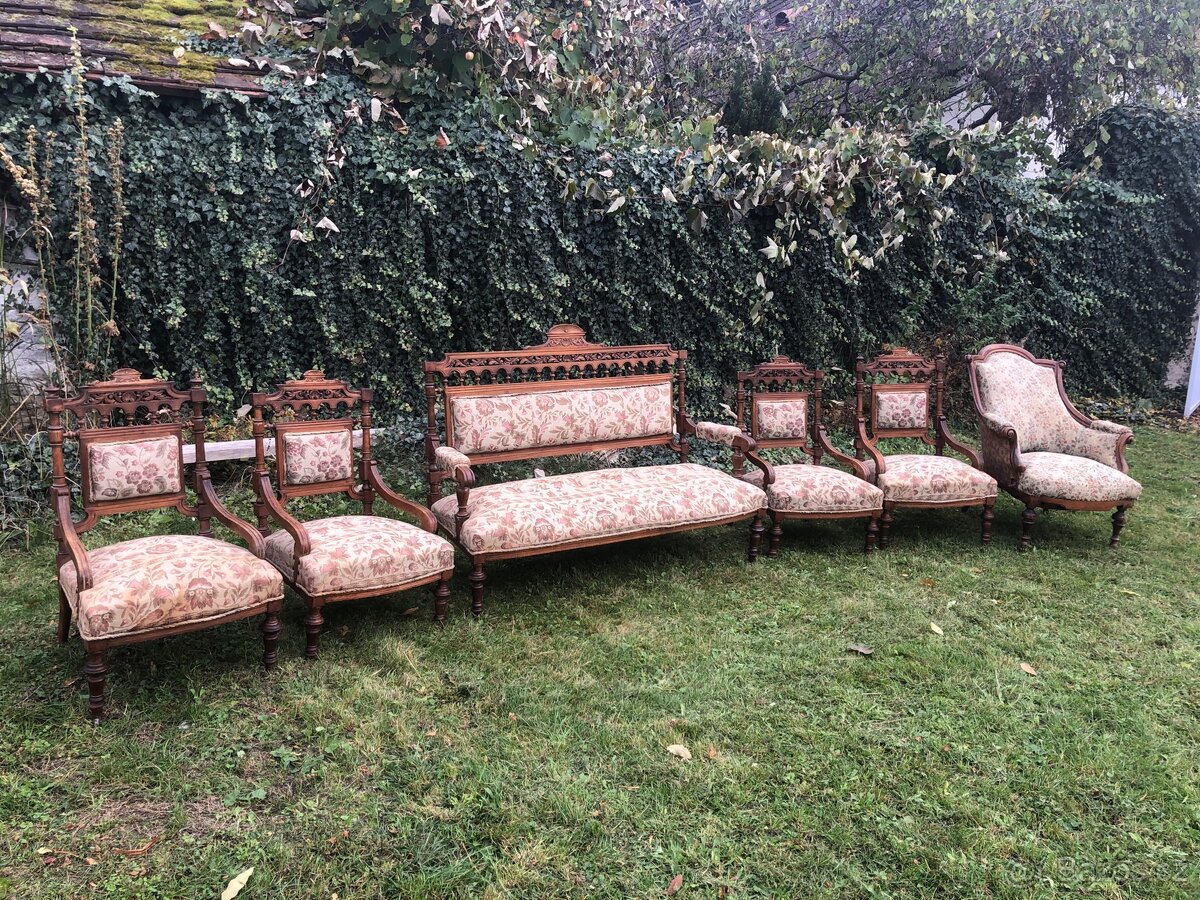 Starožitná sedací souprava (6 ks) - zlevněno - 2