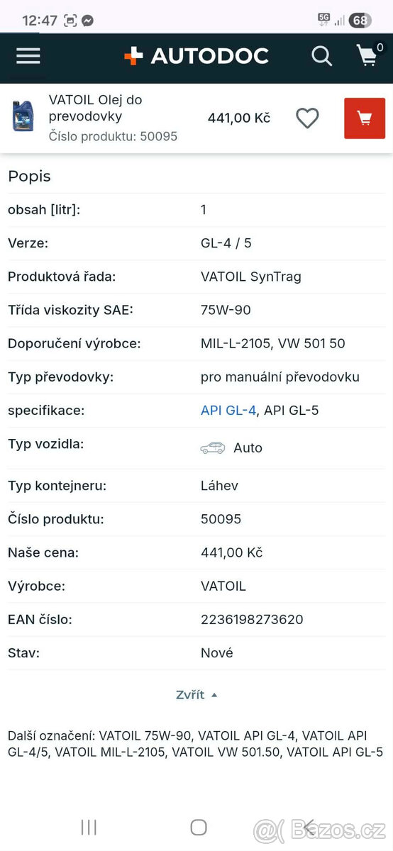 75W90 převodový olej - 2
