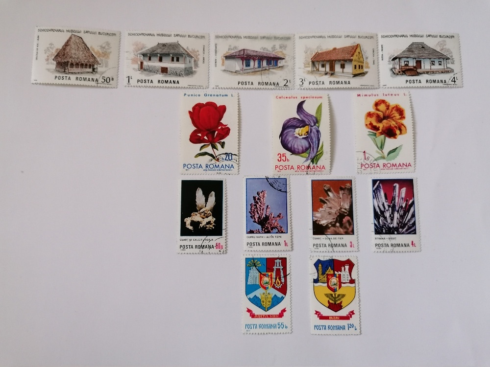 Známky Rumunsko 32 známek znaky domy květiny minerály - 2