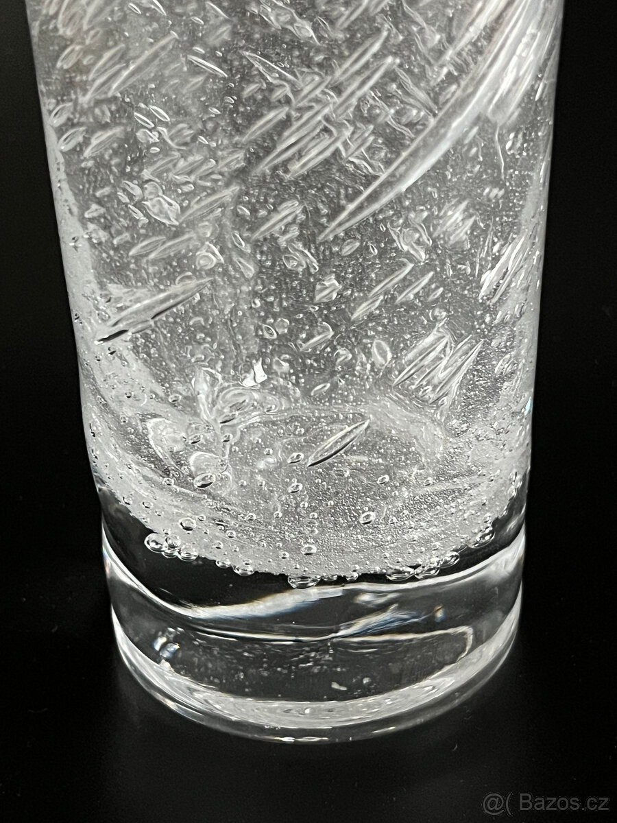 Váza 15 cm, bublinkové čiré hutní sklo - 2