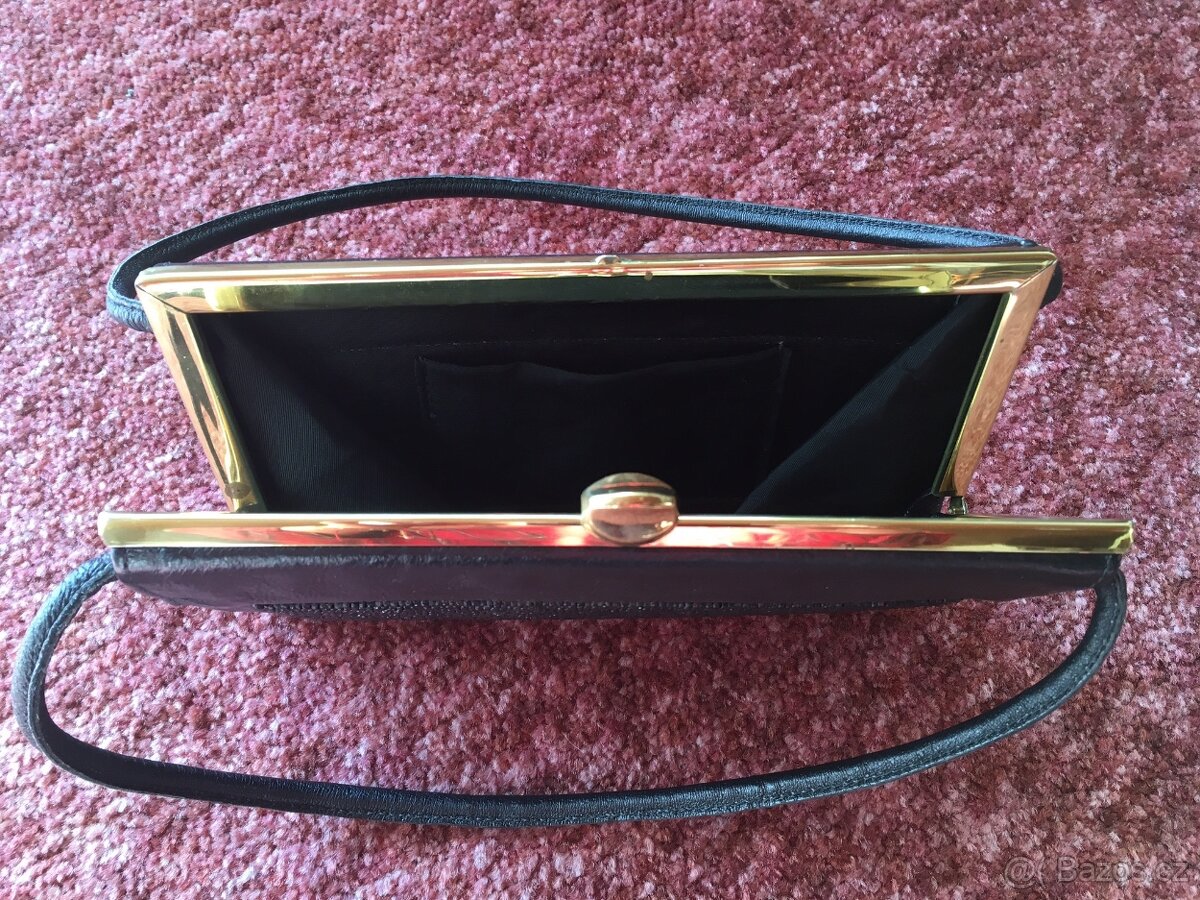 Starožitná plesová kožená kabelka s korálky - 2