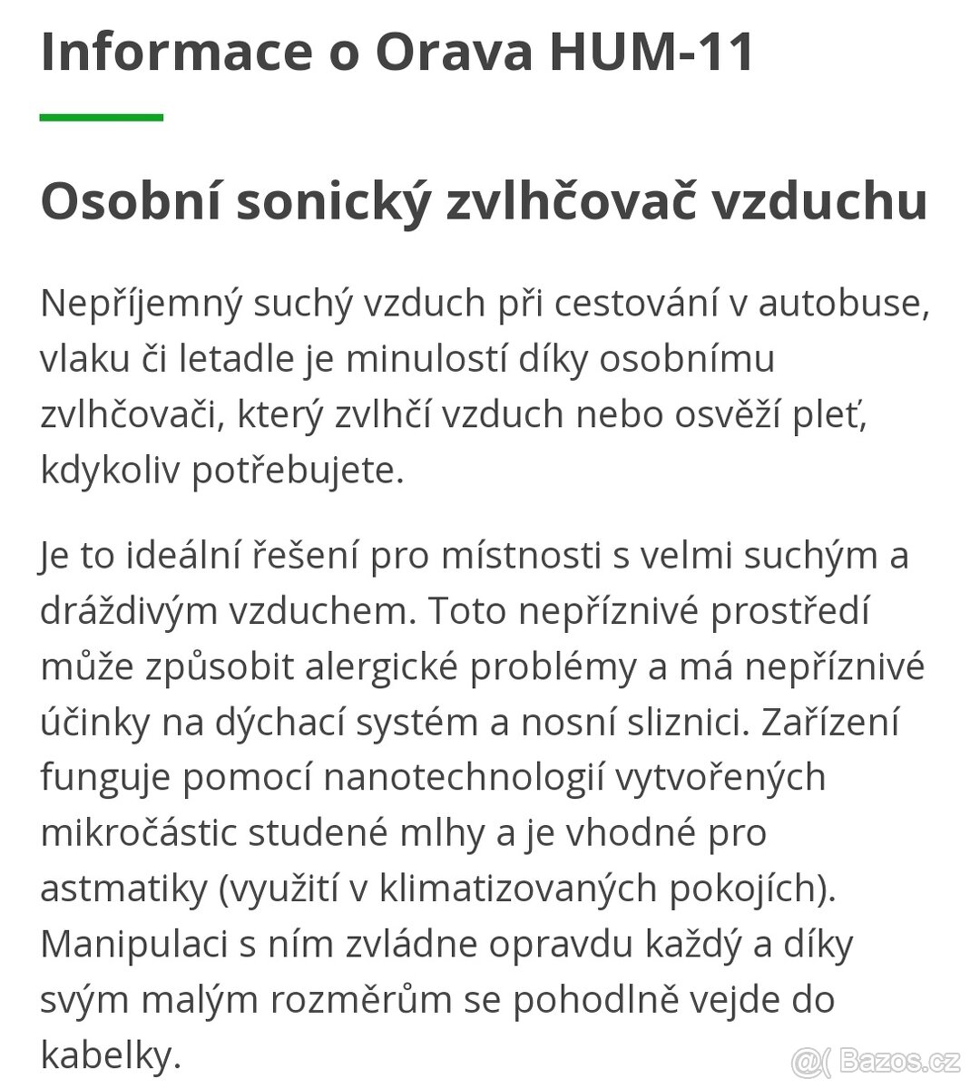 Osobní sonický zvlhčovač vzduchu - 2