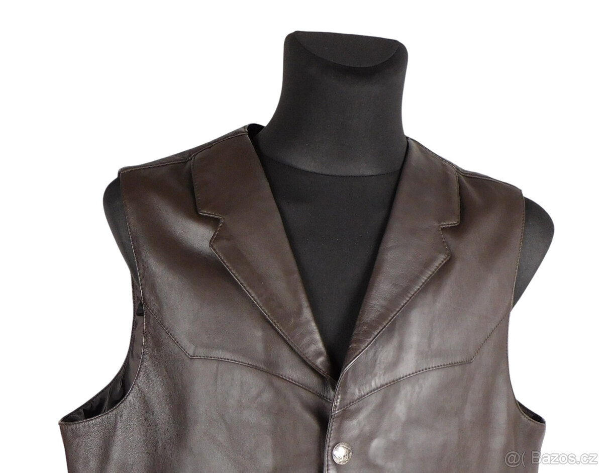 Kožená pánská hnědá vesta SCULLY vel. XL - 2