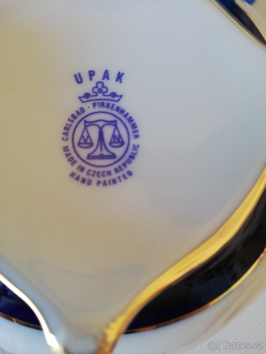 Porcelán modrý zlacený - šálek na kávu UPAK - 2
