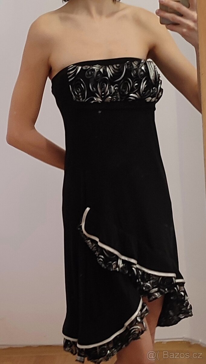 Zánovní šaty černo-stříbrné, vel. M - 2