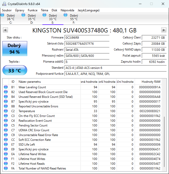 Kingston SSD 480GB 2,5" - 2