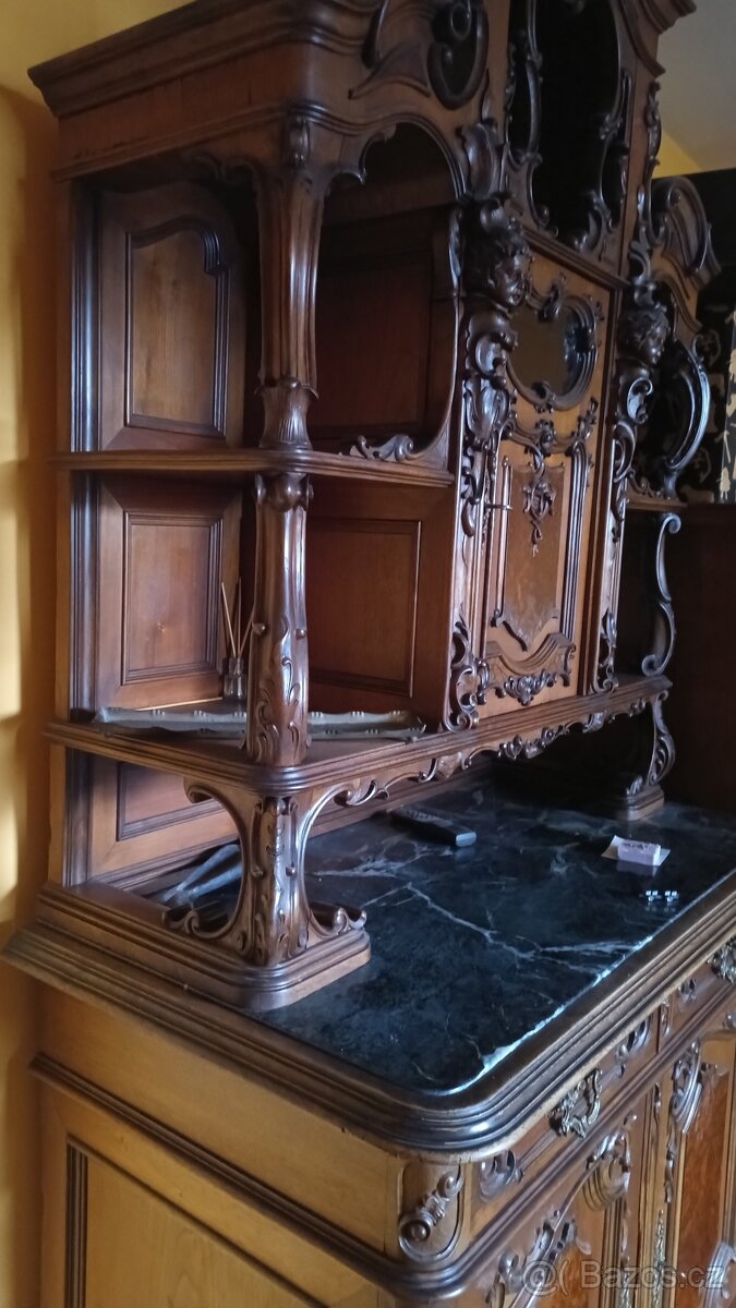 Sekretář vídeňské baroko s mramorem - 2