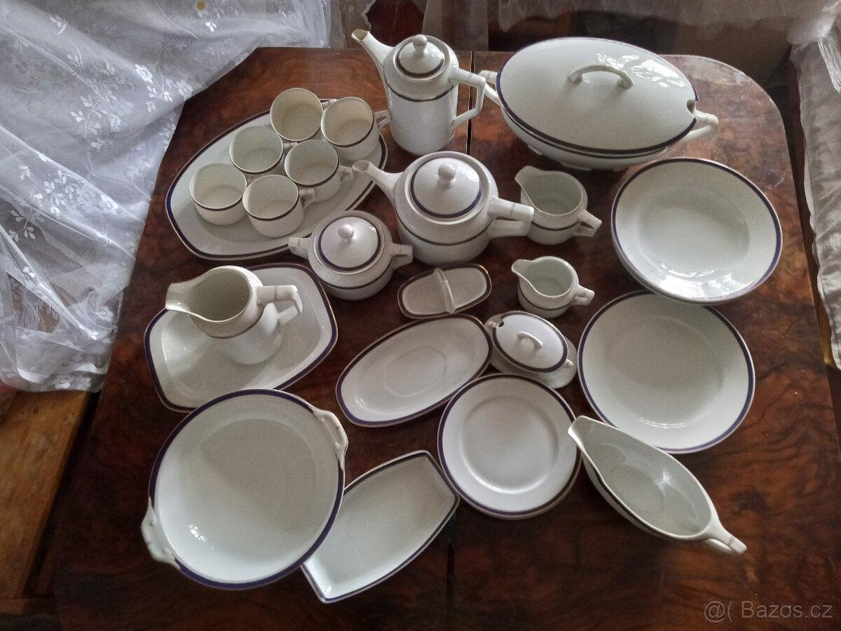 Thun porcelánový servis kobalt, zlacení - 2