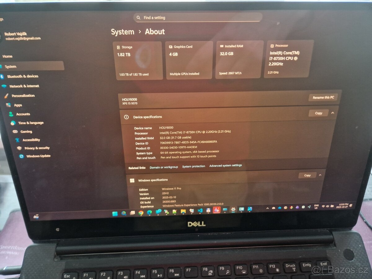 Dell XPS 15 9570 - stříbrný - 2