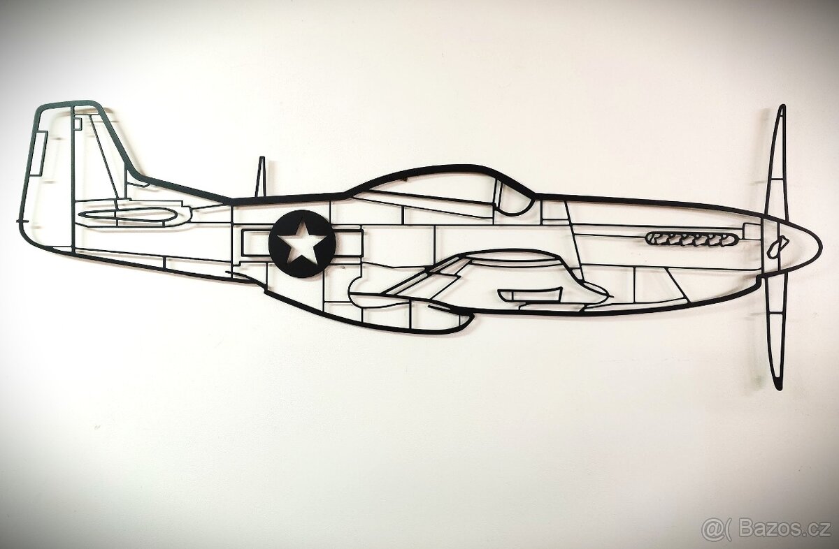 Kovový obraz Mustang P-51 velikost 150cm - 2