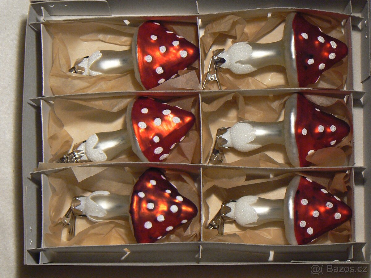 Retro vánoční ozdoby Muchomůrky-klips - 2