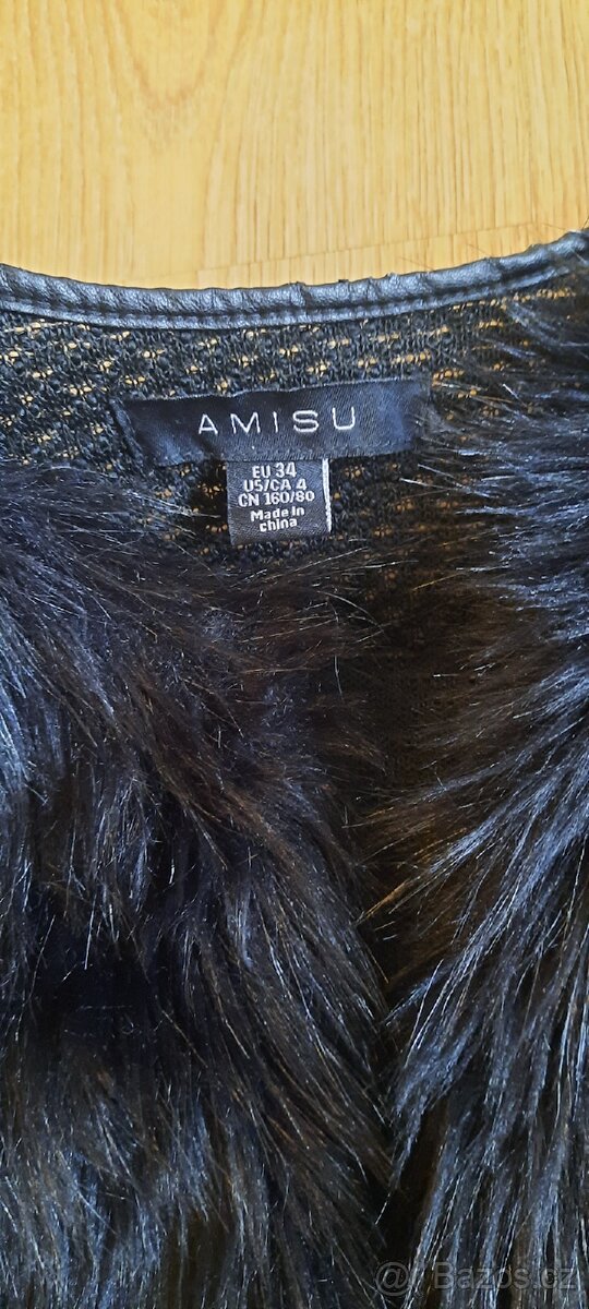 Černá chlupatá vesta Amisu, XS - 2