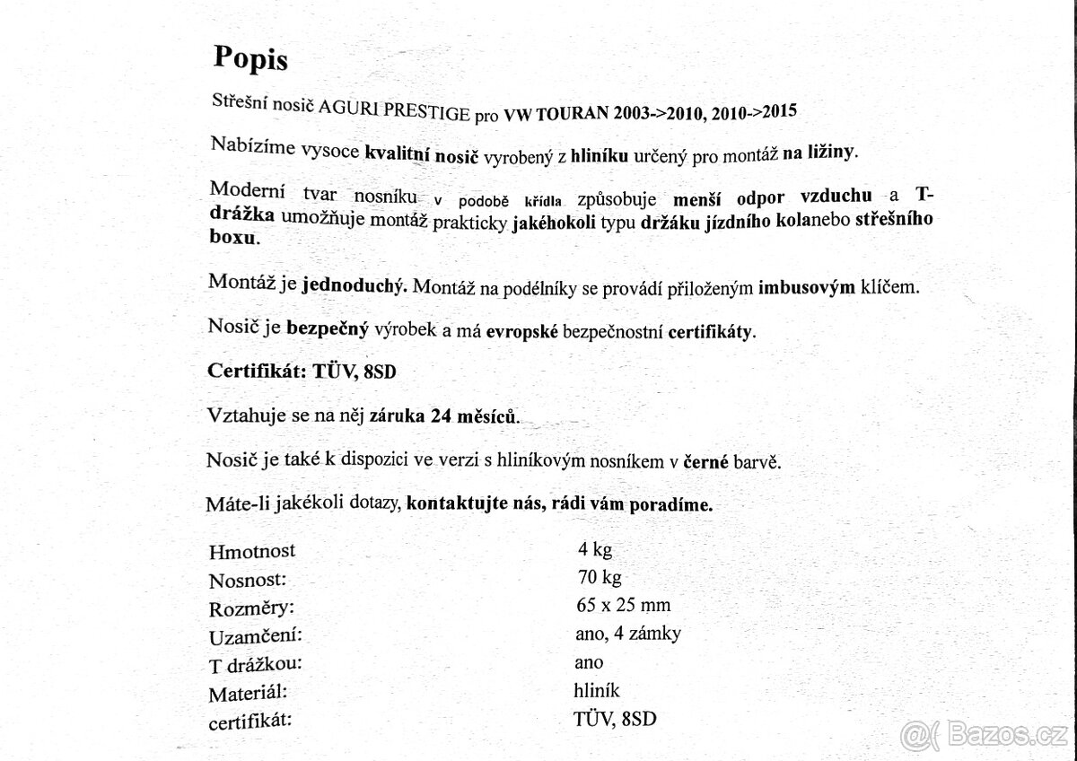 Střešní nosiče Touran - 2