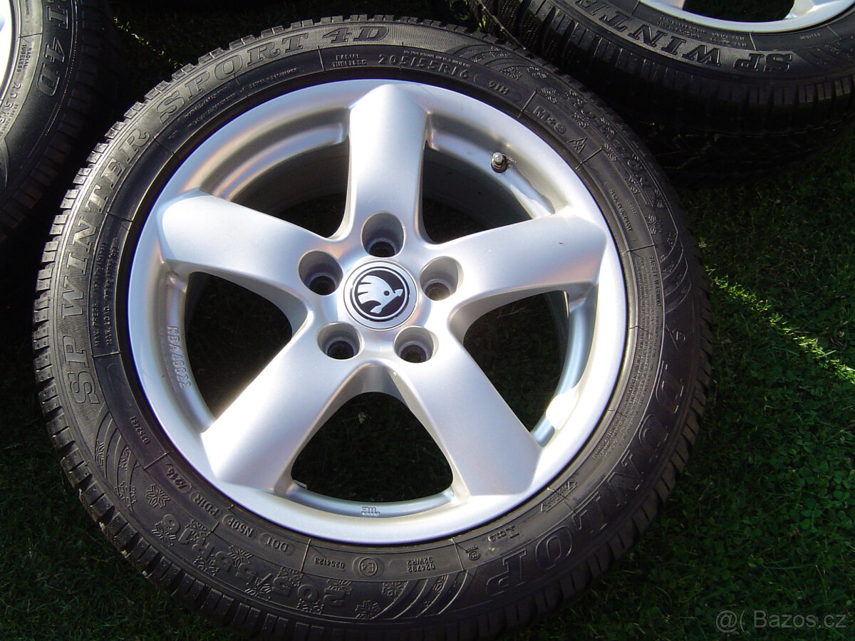 4XZIMNÍ HLINÍKOVÁ KOLA ŠKODA OCTAVIA III,II 205/55 R16 .TOP. - 2