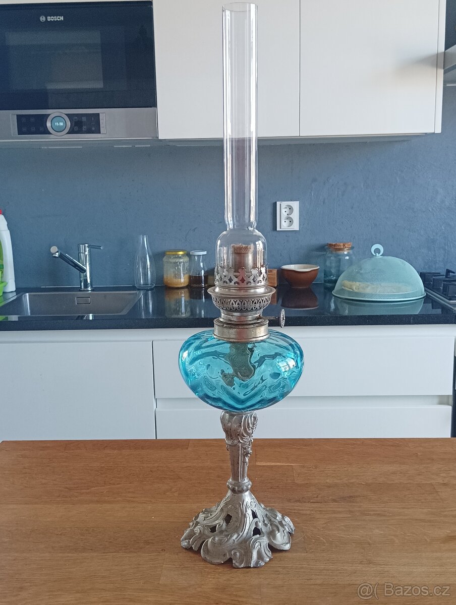 SECESNÍ STAROŽITNÁ PETROLEJKA GAUDARD,FRANCE1900–ART NOUVEAU - 2