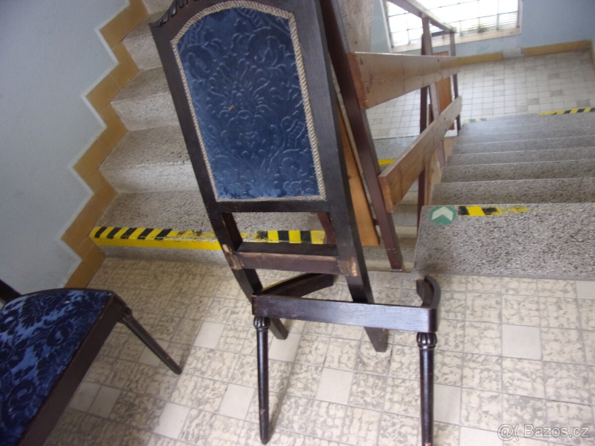 Starý retro nábytek, dřevěné židle, 1. republika, 3+1ks - 2