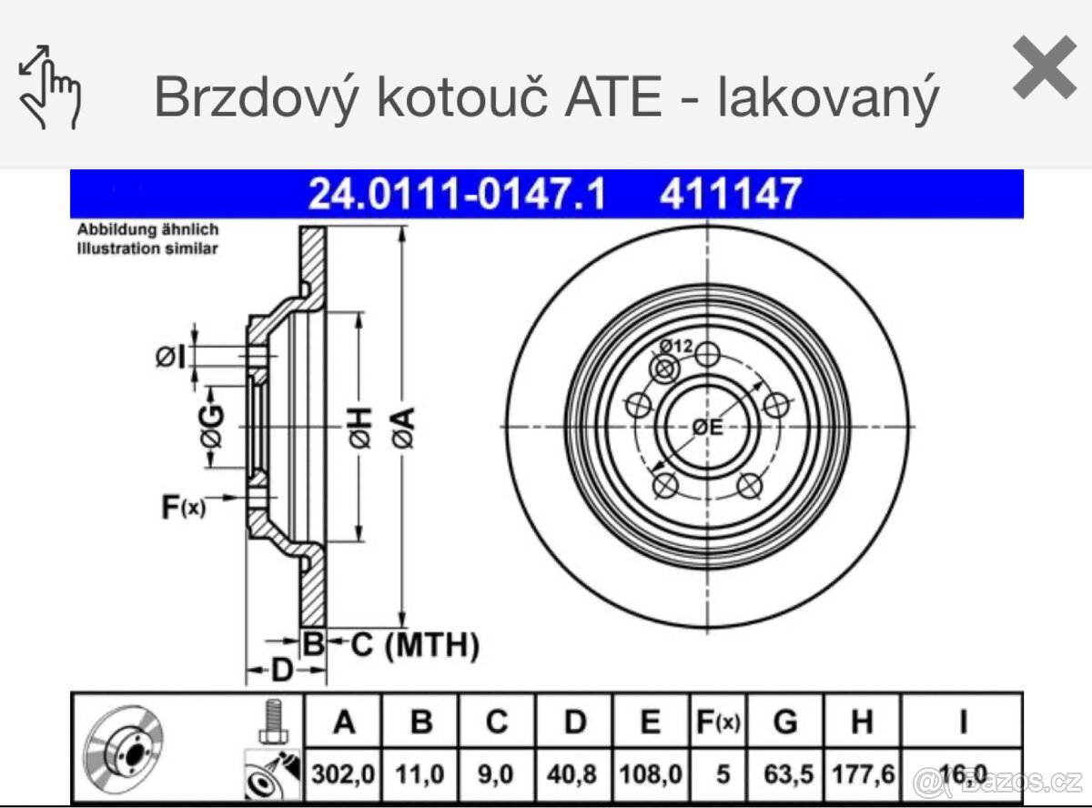 Zadní brzdové kotouče a destičky Volvo V60 D6 - 2