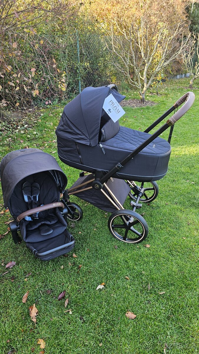 Prodám kočárek Cybex priam 2V1 rosegold + černé doplňky. - 2