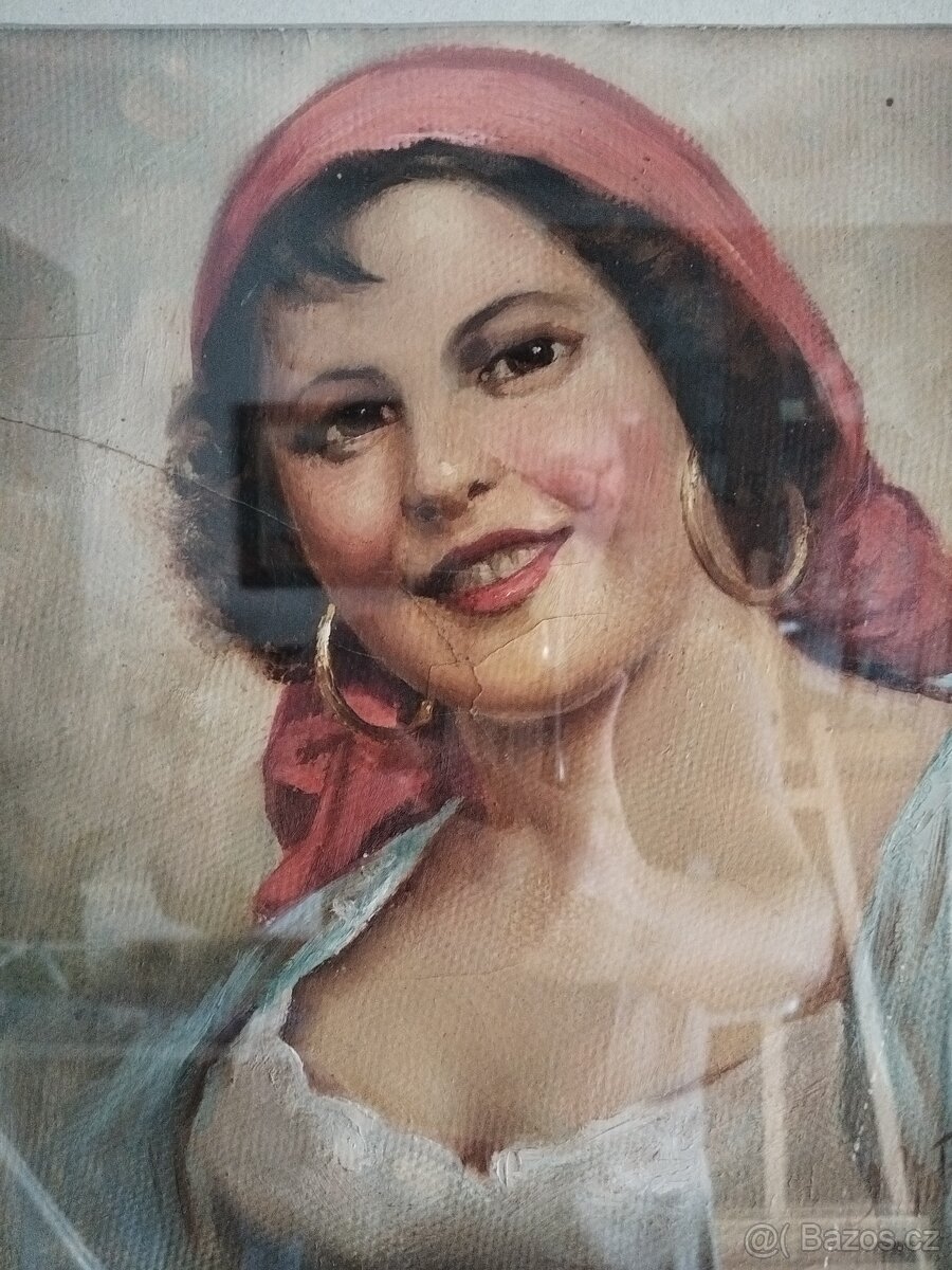 obraz CIGÁNKA V. /dívka, portrét/, olej, František Votruba - 2