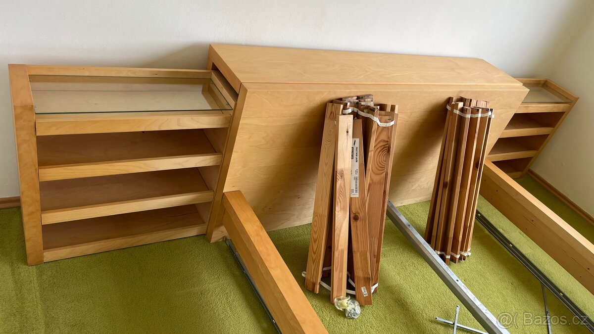 Postel Ikea Malm 160 x 200 rošty a zadní komoda - 2