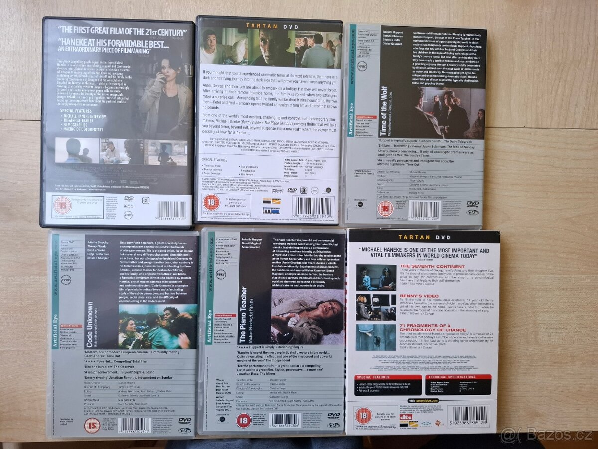 8 filmů (DVDs) od Michael Haneke - pouze 160 Kč - 2
