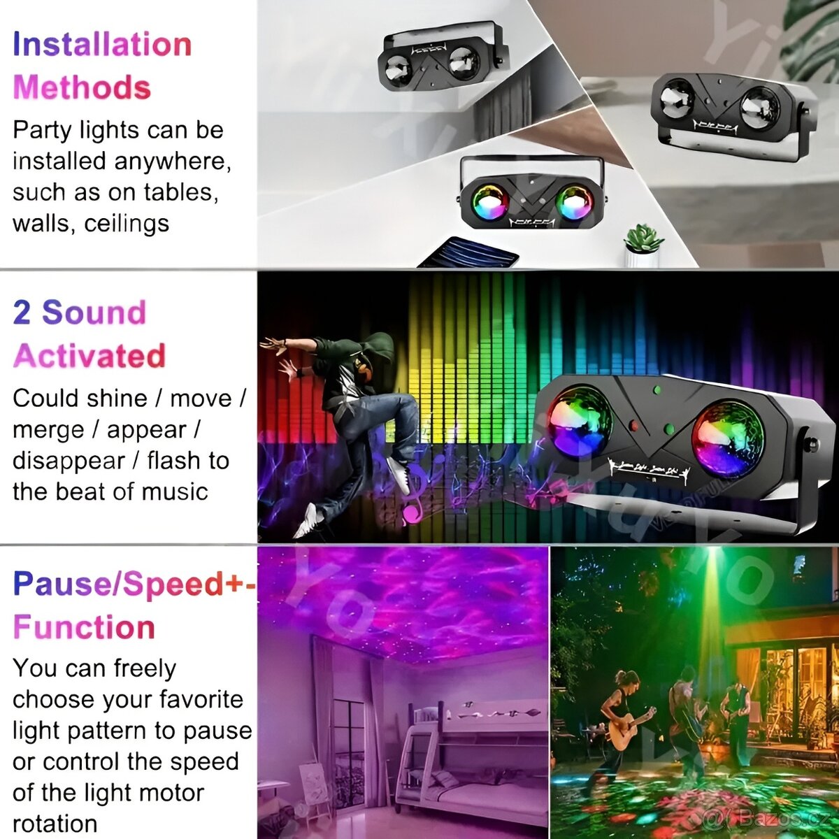 Prodám nové párty světlo -laser +ball Pouze rozbaleno - 2