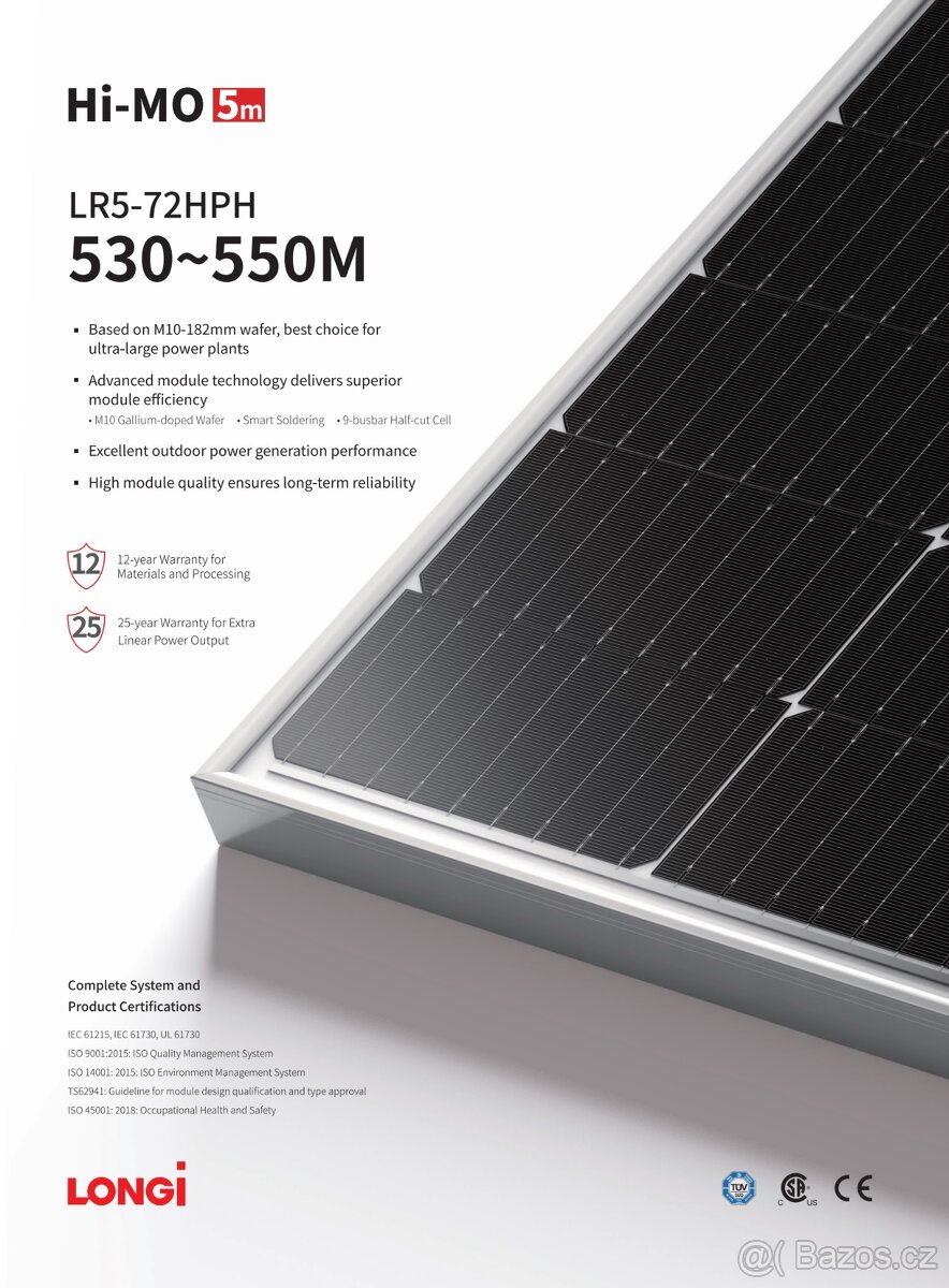 Solární panely Longi 540w černé nové - 2