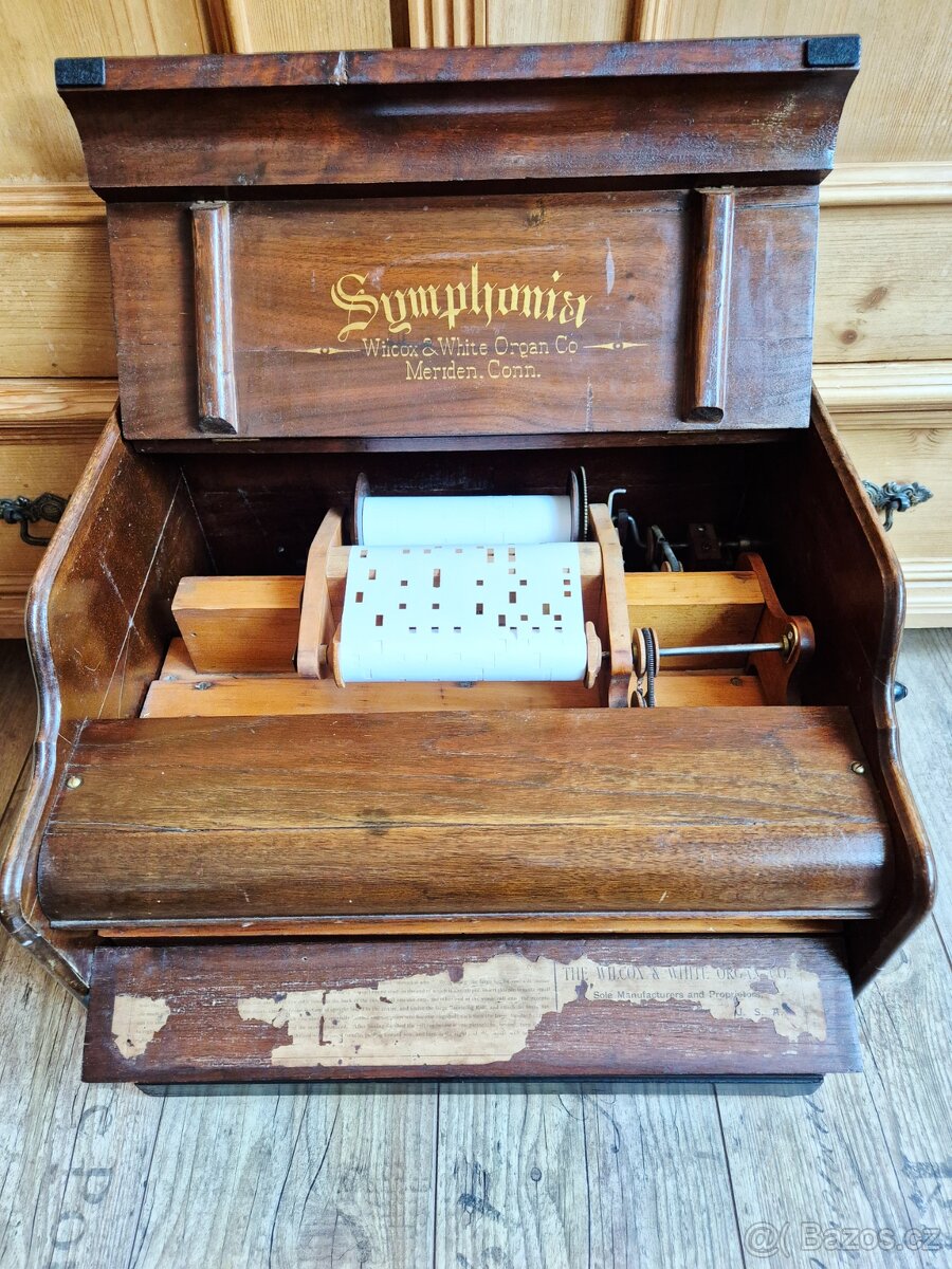 Starožitný hrací stroj, flašinet SYMPHONIA, 1890 - 2