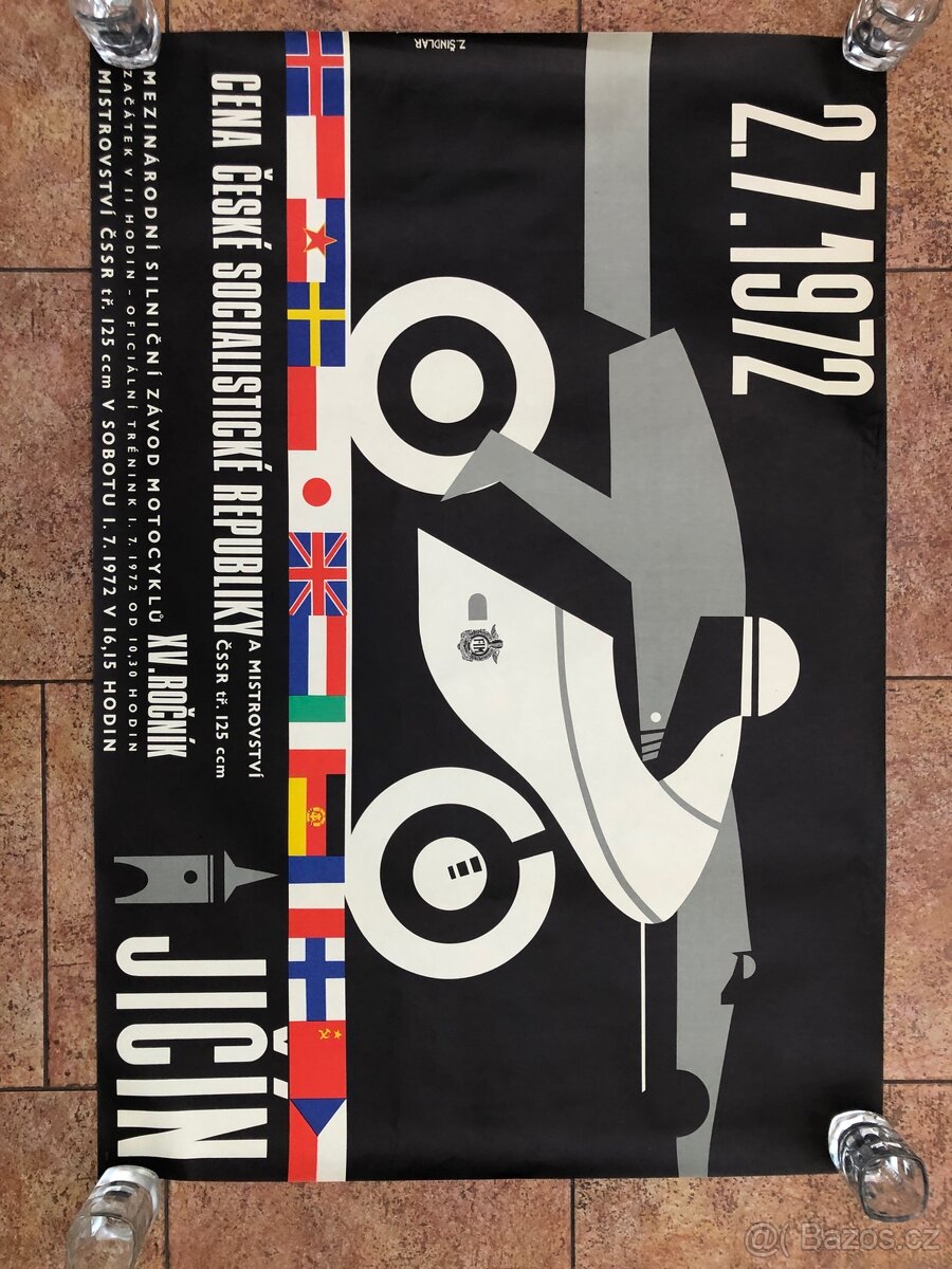 Starý plakát, SILNIČNÍ ZÁVOD MOTOCYKLŮ JIČÍN 1972 - 2