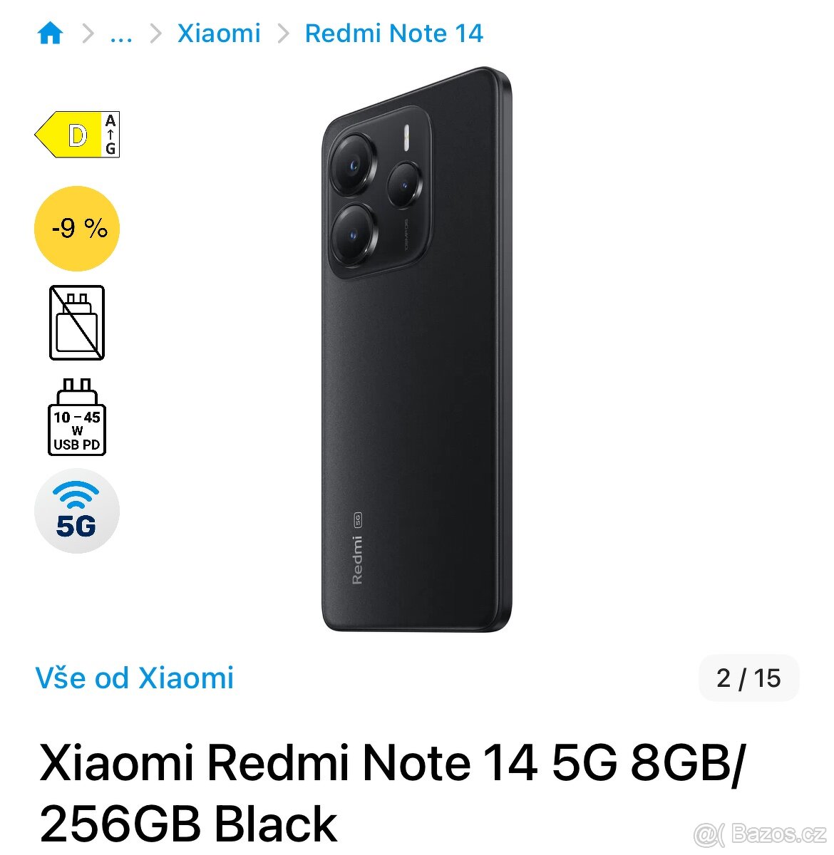 Xiaomi Redmi Note 14 5G 256GB, černá - 2