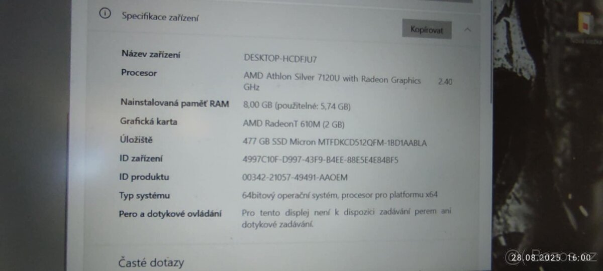 Prodám Lenovo IdeaPad 1 15 Amn7 - 2