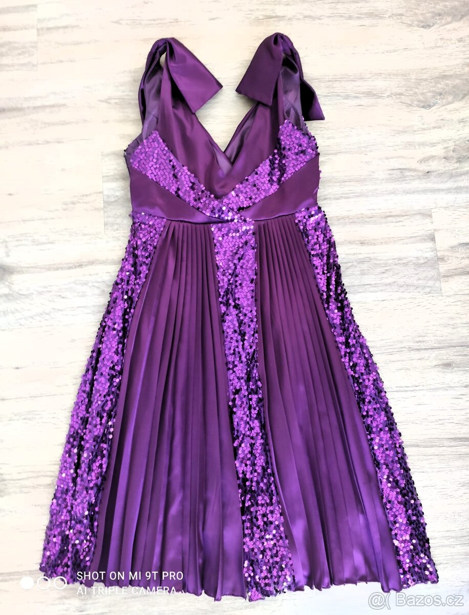 DÁMSKÉ ŠATY SPOLEČENSKÉ FIALOVÉ VELIKOST L - 2