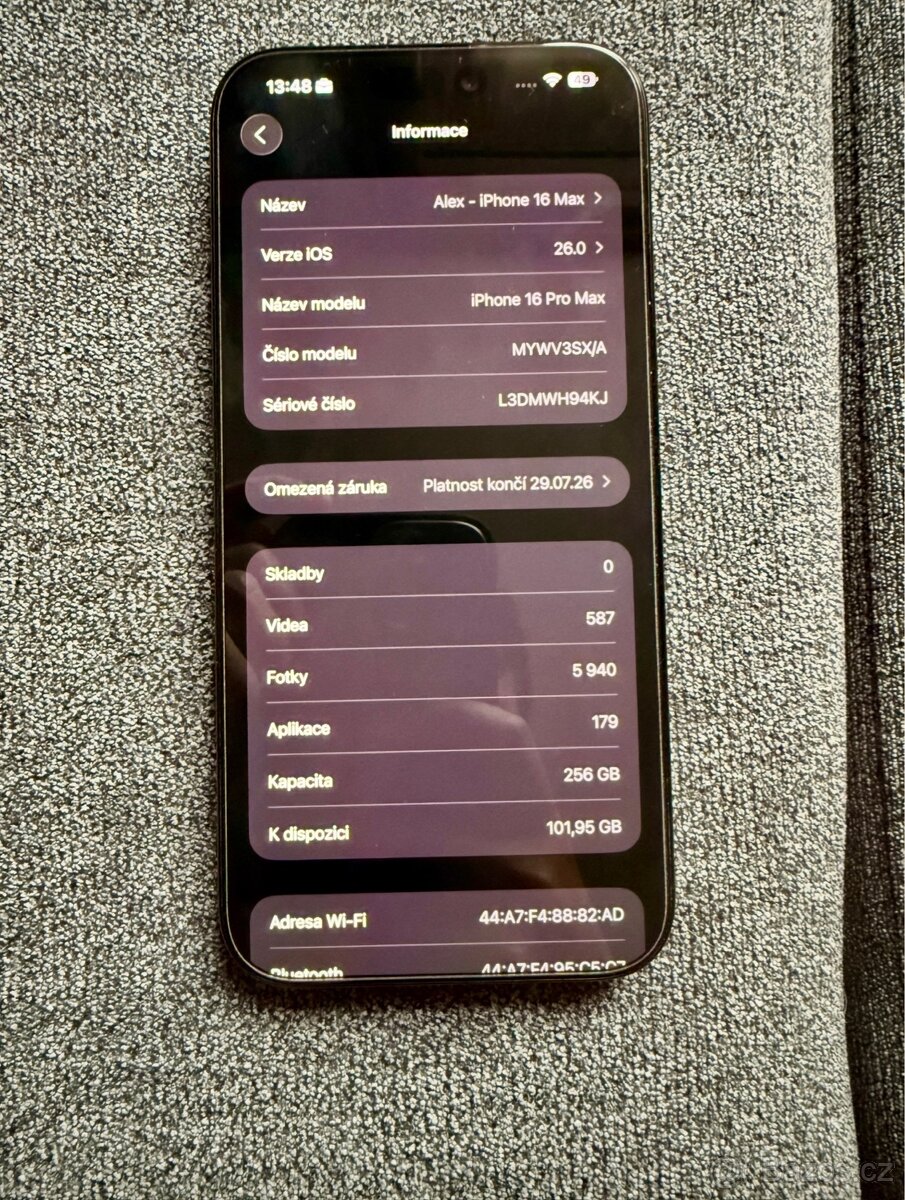 iPhone 16 Pro Max 256 GB – TOP stav, 100% baterie 69 cyklů - 2