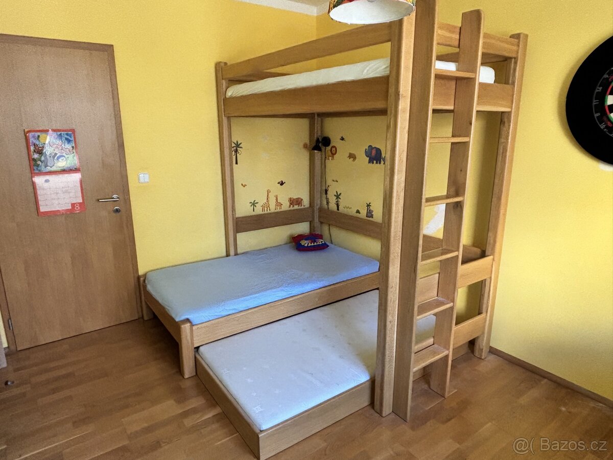 Postel patrová dřevěná (z masivu) - 2