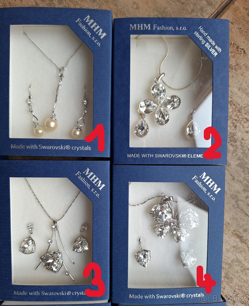 Likvidace šperky s krystaly Swarovski - náušnice, prsteny at - 2