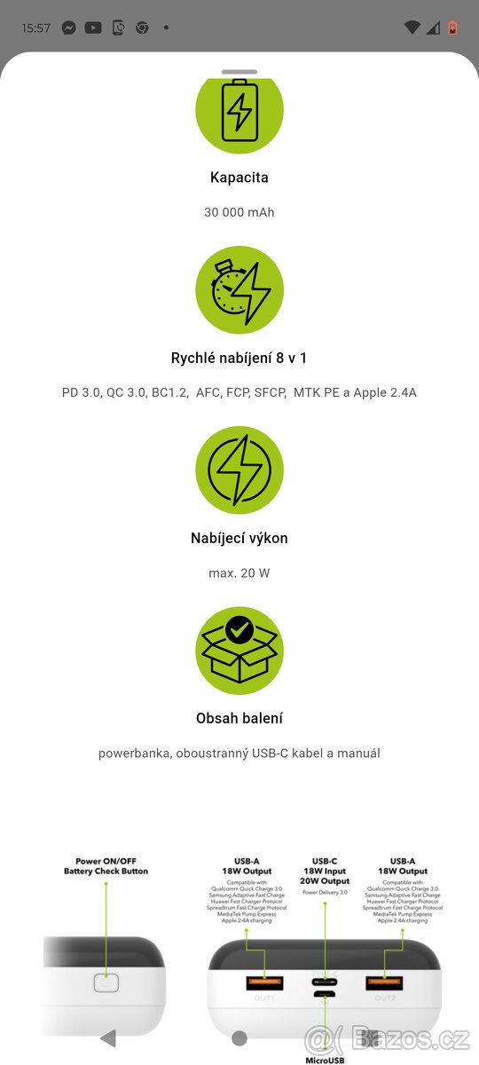 Power banka Alza power parade 30000 mAh nová - 2