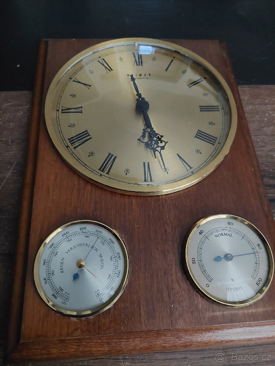 Nástěnné hodiny Weimar Quartz s barometrem-FUNKČNÍ - 2