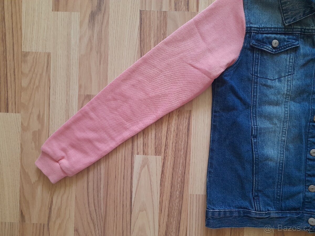 Džínová mikina/bunda s kapucí, vel. 164 - 2