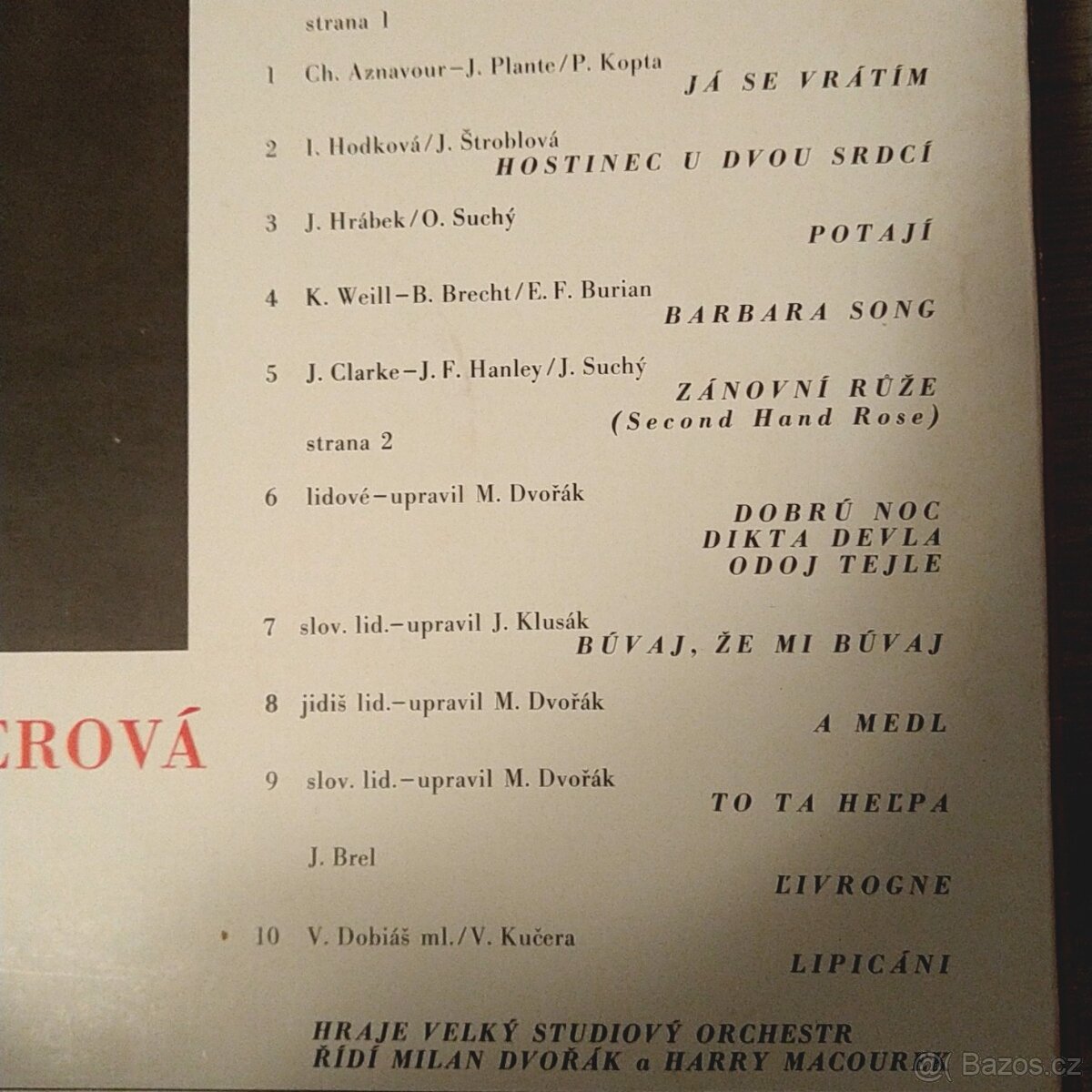 Hana Hegerová Recital - vinyl LP - 2