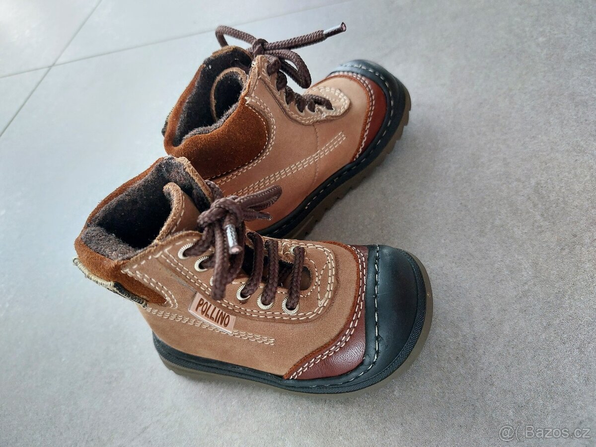 Nové dětské kožené kotníčkové zimní boty Pollino vel. 19 - 2