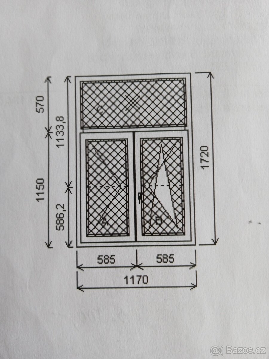Trojdílné okno s poutcem 3 ks pozice 156 - 2