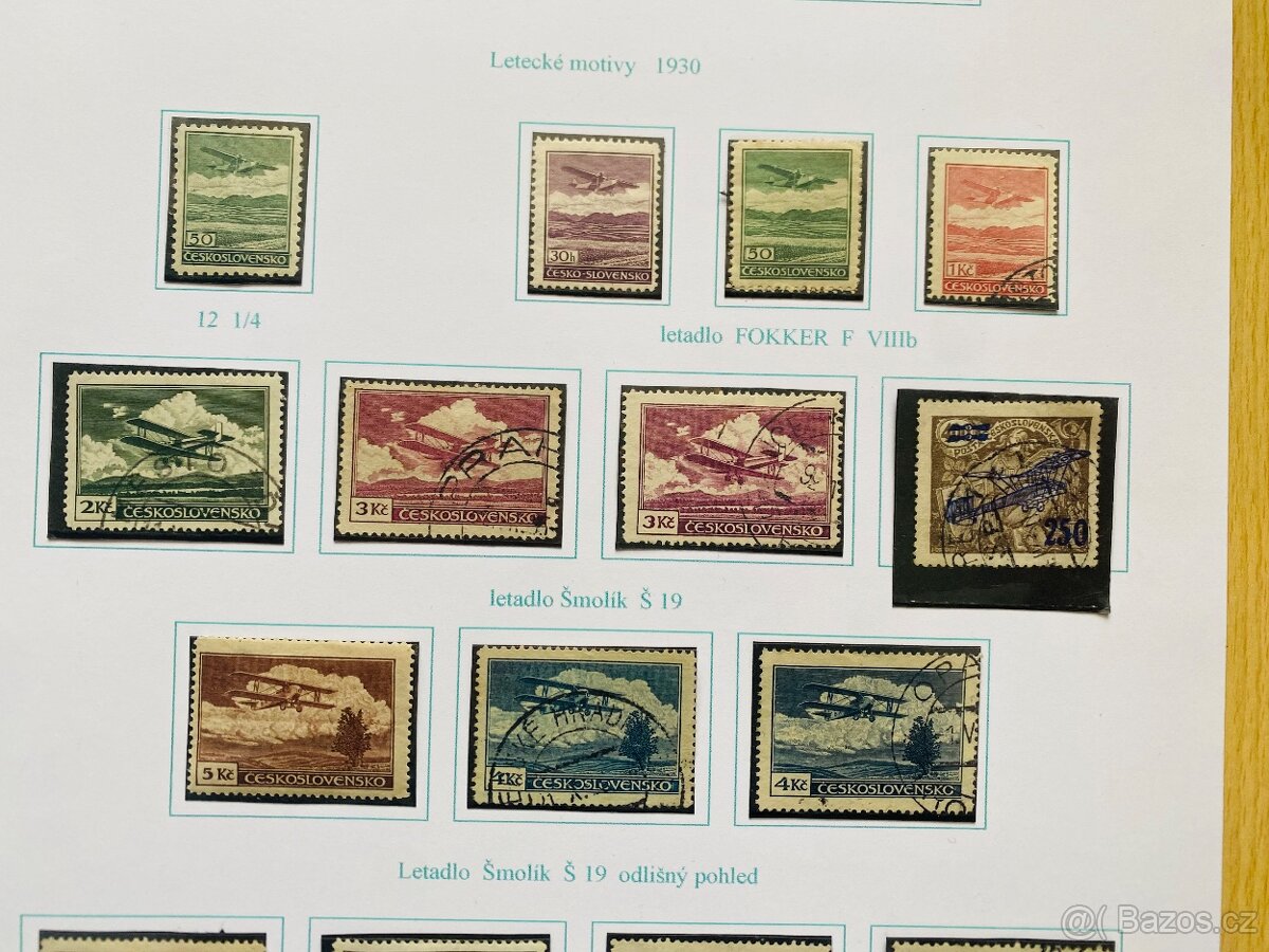 Poštovní známky ČSR letecké - 2