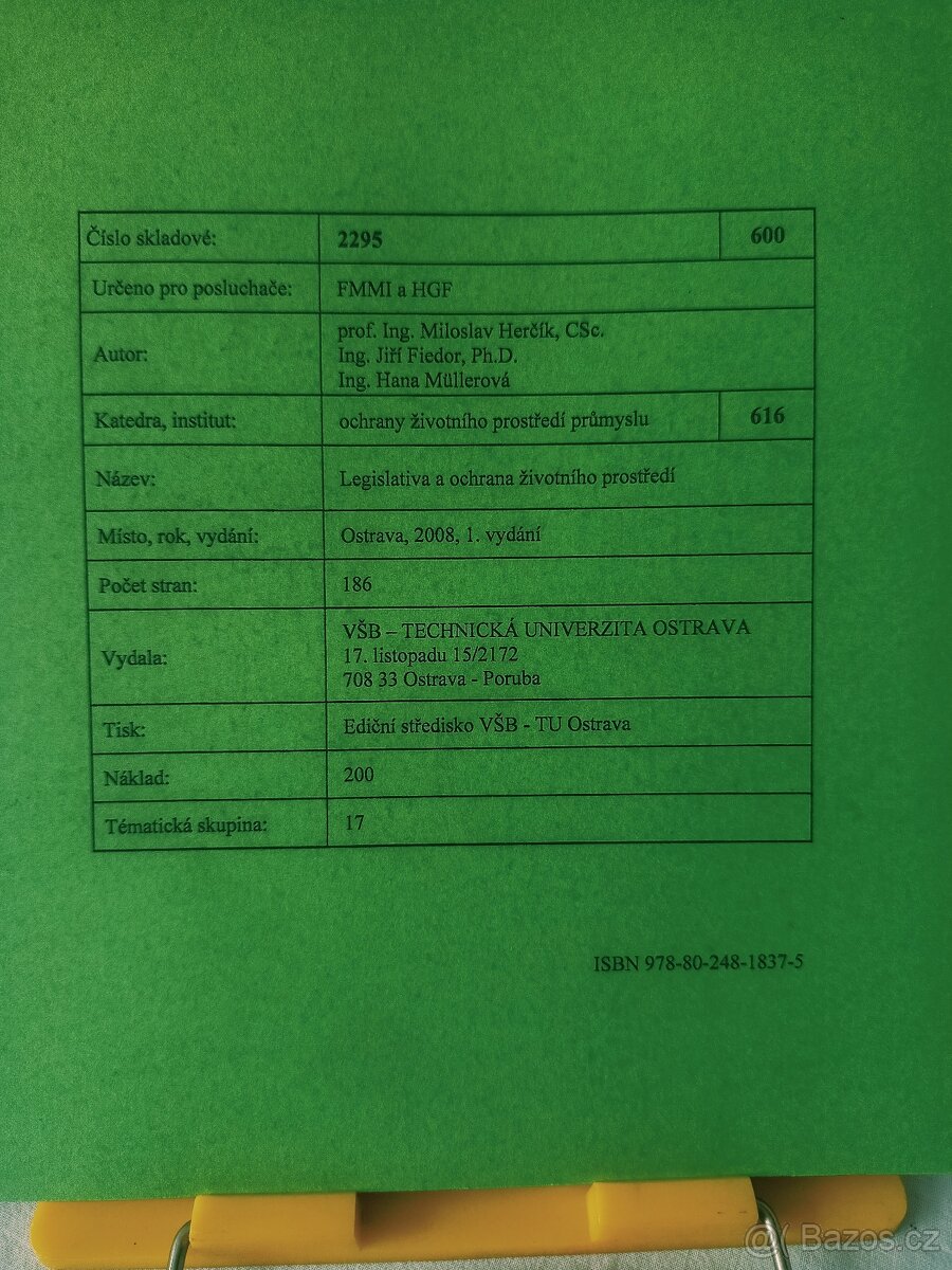 Legislativa a ochrana životního prostředí - skripta VŠB - 2