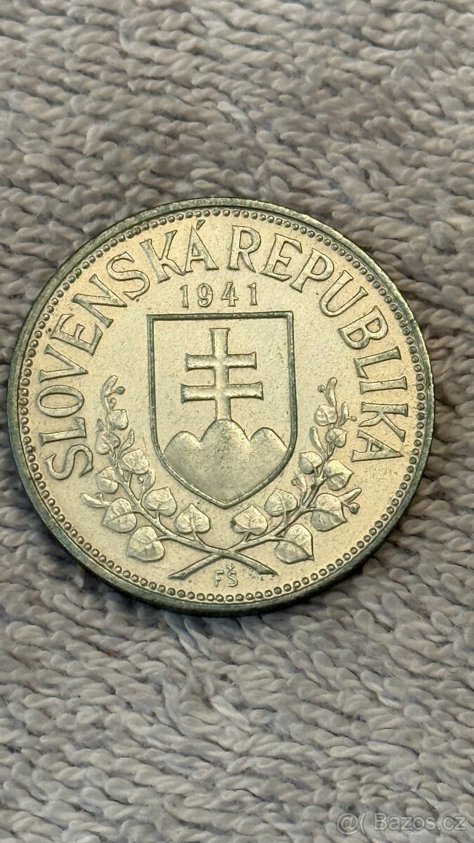 Stříbrná mince Slovenská republika – 20 Ks 1941 (Sv. Cyril a - 2
