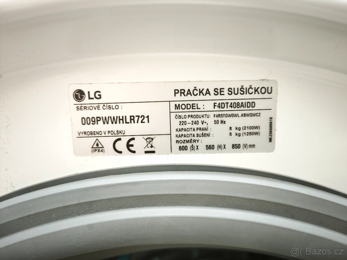 2v1 parní pračka se sušičkou LG 8kg + 5kg - 2