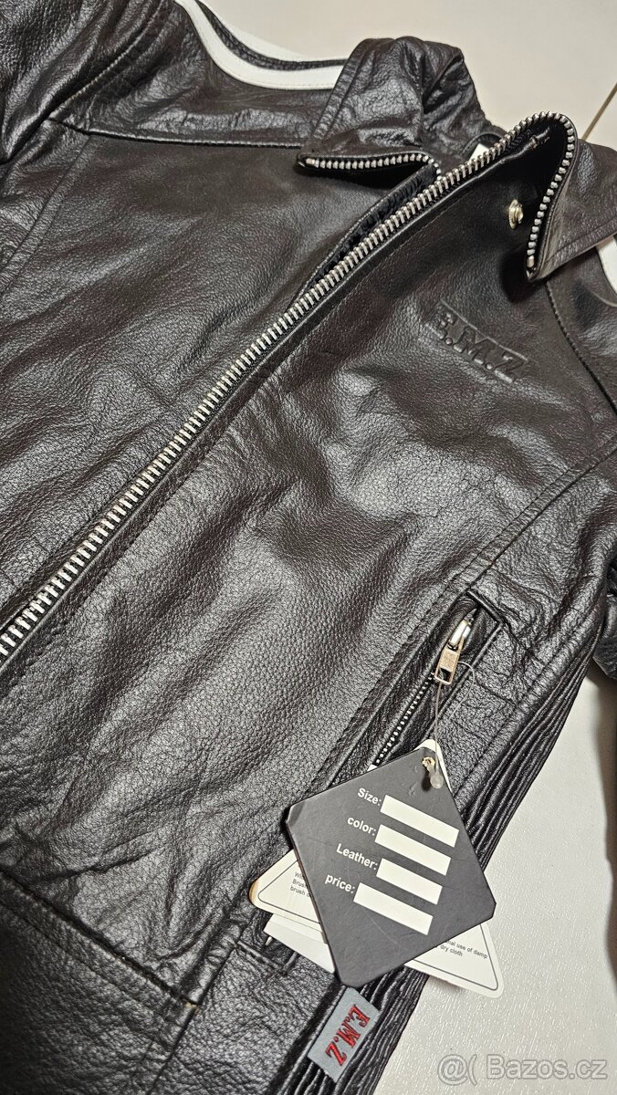 Kožená dámská moto motorkářská bunda E.M.Z., vel. M - NOVÁ - 2