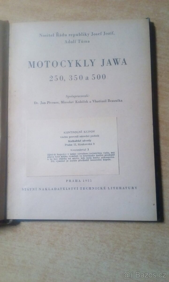 Knížka Motocykly Jawa Adolf Tůma. - 2